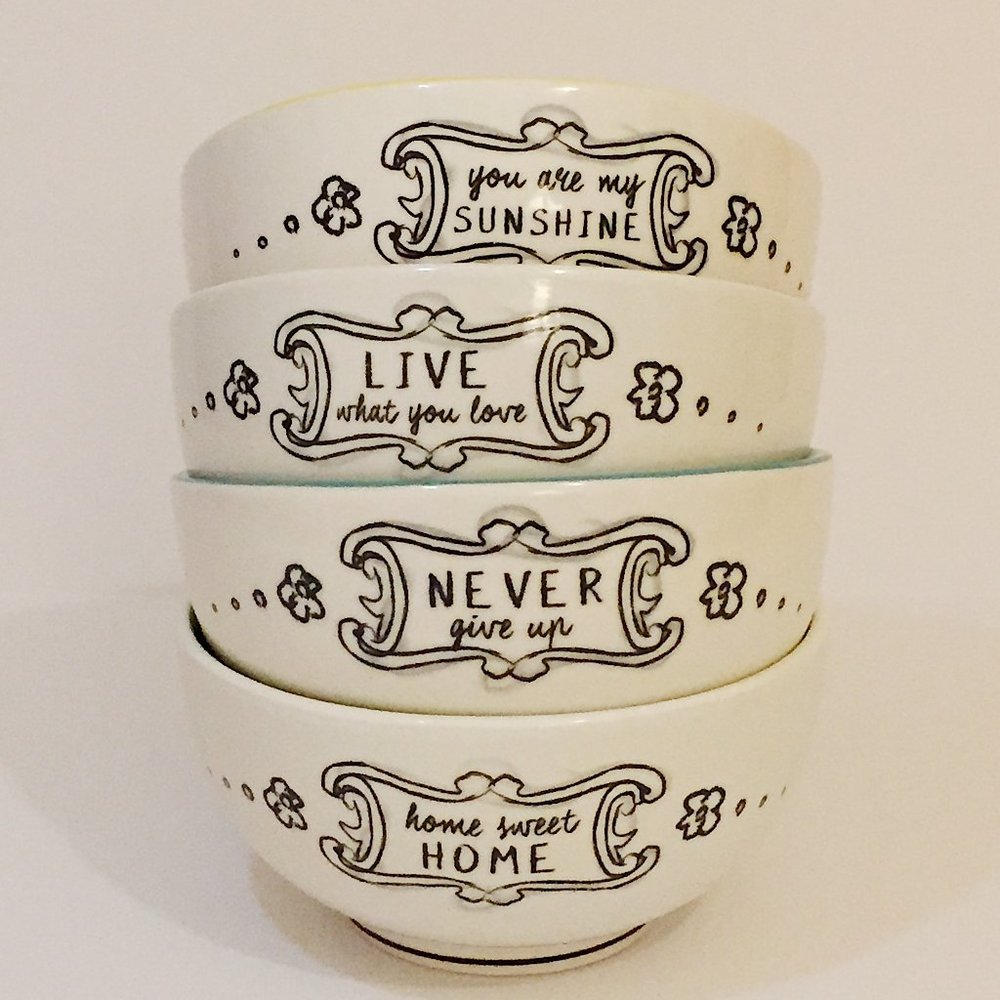 Katie & Mandy Set of 4 White Inspirational Bowls